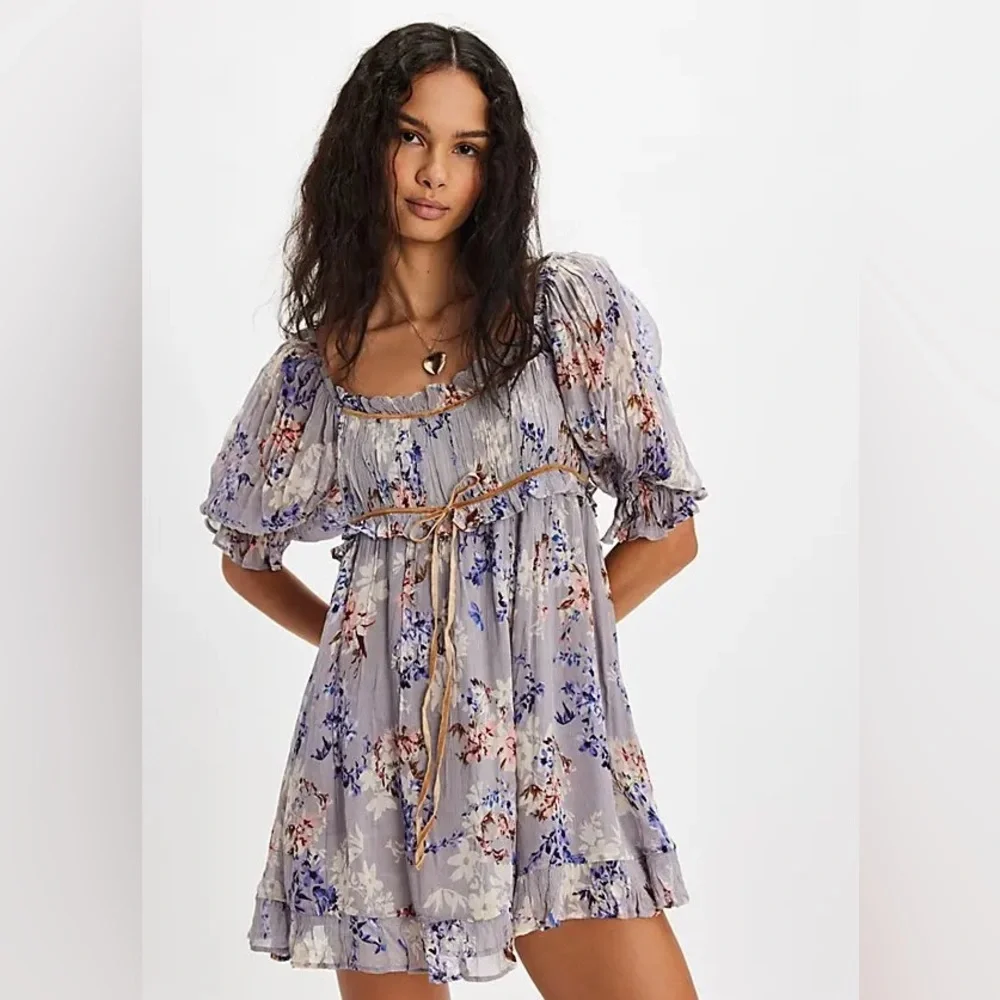 Free People Marney Mini Dress in Blue Combo - Picture 1 of 16